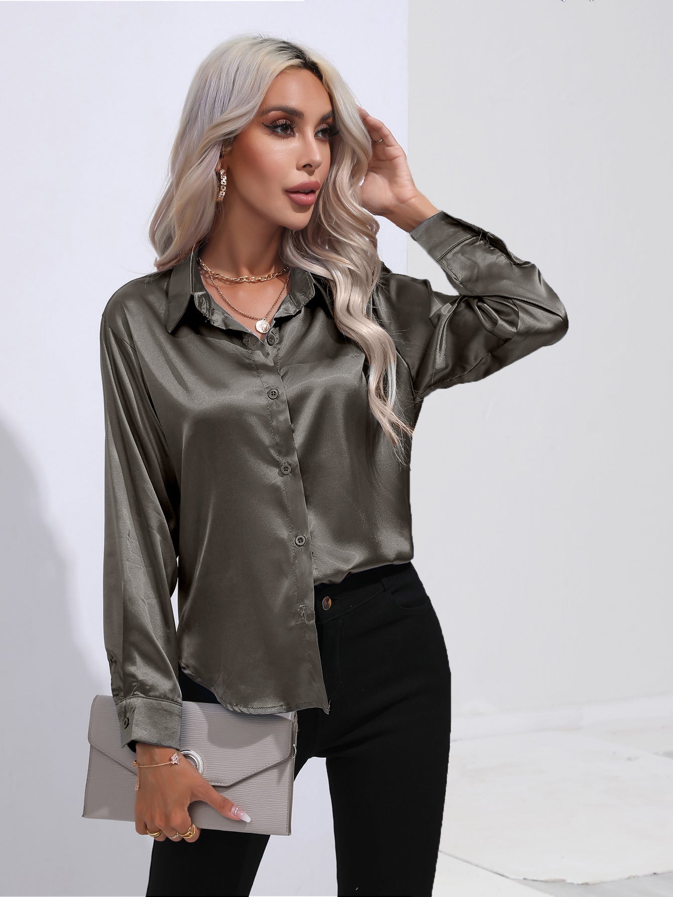Harriet – Elegant Women's Satin Shirt