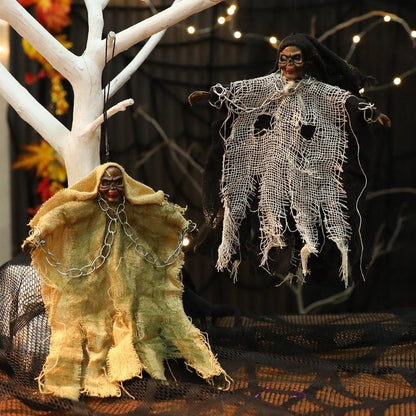 Halloween Hanging Ghost Chain Decorations with Light-Up Eyes – Spooky Party Prop for Indoor & Outdoor Decor