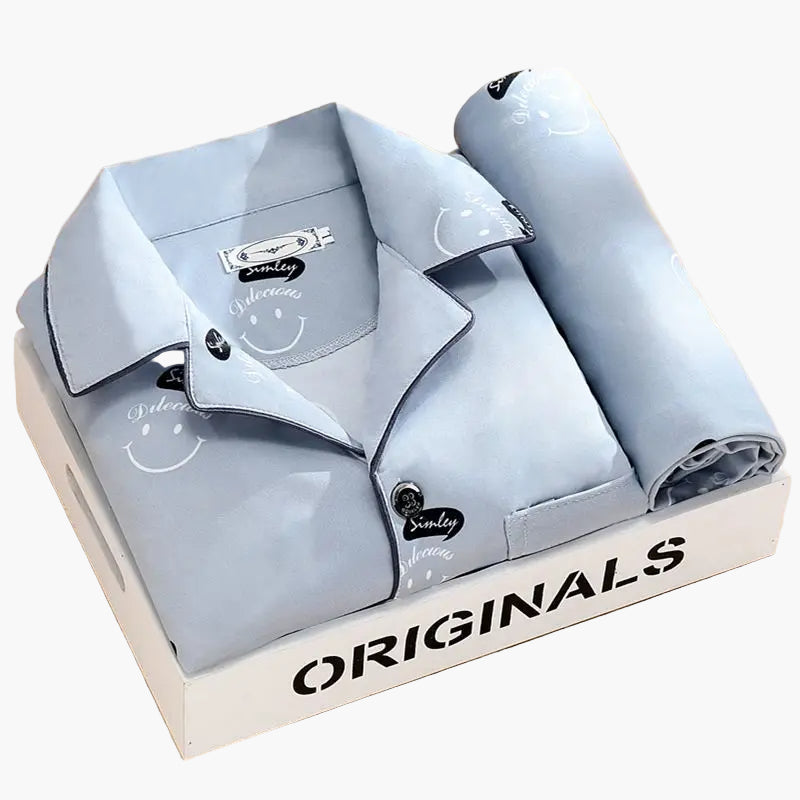 Men's Classic Pajama Set with Feather Print, Stylish Long Sleeve Loungewear for All-Season Comfort