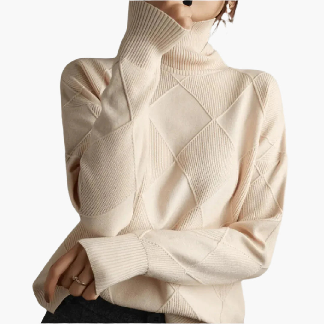 Women's Elegant Turtleneck Sweater with Textured Knit - Stylish Casual or Office Wear