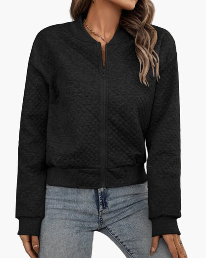Women's Quilted Bomber Jacket Casual Lightweight Versatile Outerwear