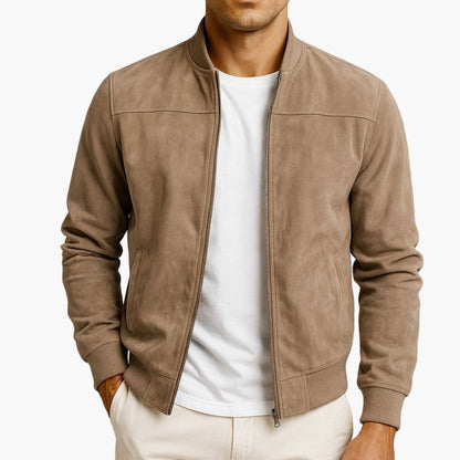 Men's Premium Suede Bomber Jacket – Timeless Elegant Style for Versatile Wear