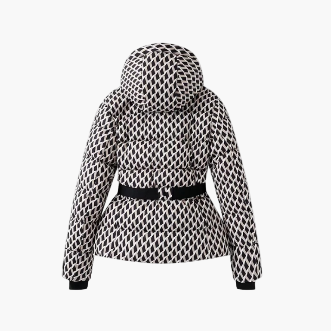 Women's Belted Hooded Puffer Jacket – Stylish Water-Resistant Winter Outerwear
