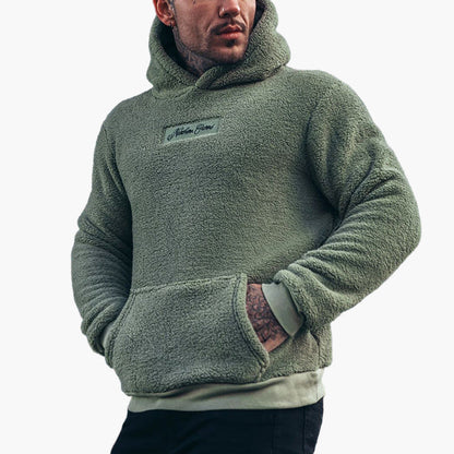 Men's Plush Fleece Hoodie – Cozy Pullover for Everyday Comfort and Style