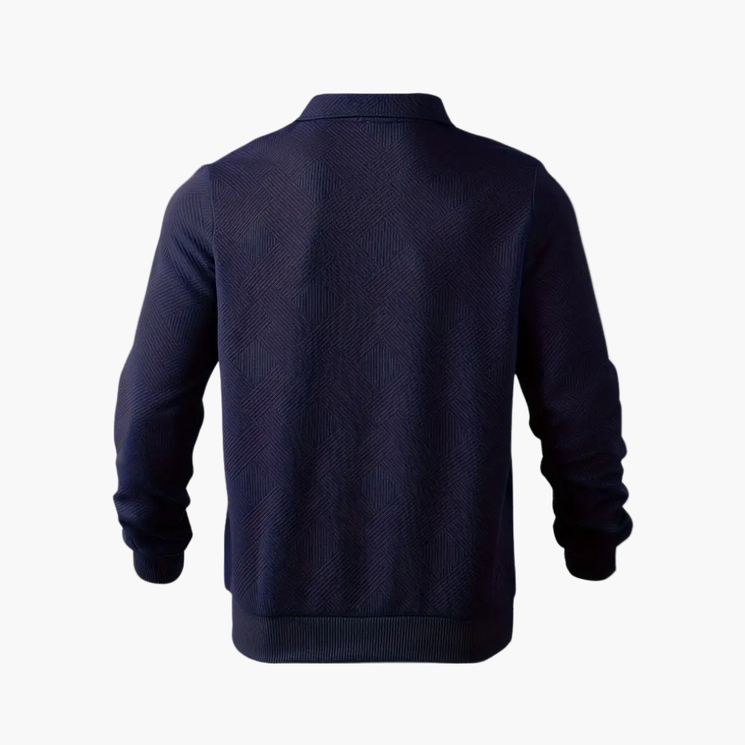 Men's Geometric Quarter-Zip Knit Sweater – Vintage-Inspired Casual Pullover