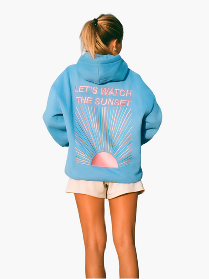 Women's Oversized Hoodie Let's Watch the Sunset Graphic Casual Pullover