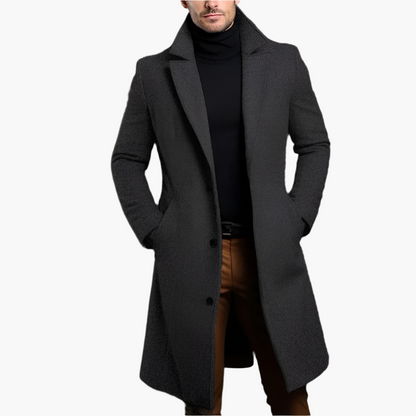 Men’s Classic Single-Breasted Overcoat with Tailored Silhouette