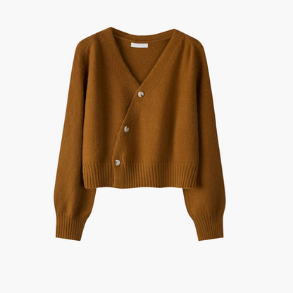 Women's V-Neck Skew Button Cardigan Modern Casual Style
