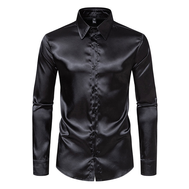 Elliot – Men's Satin Solid Color Glossy Shirt