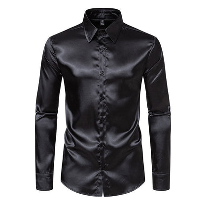 Elliot – Men's Satin Solid Color Glossy Shirt