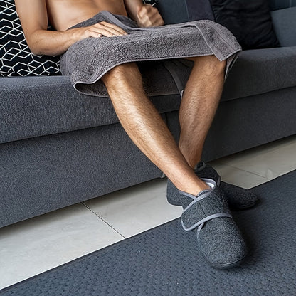 Men's Vintage Comfort Indoor Slippers with Ankle Strap and Velcro Closure