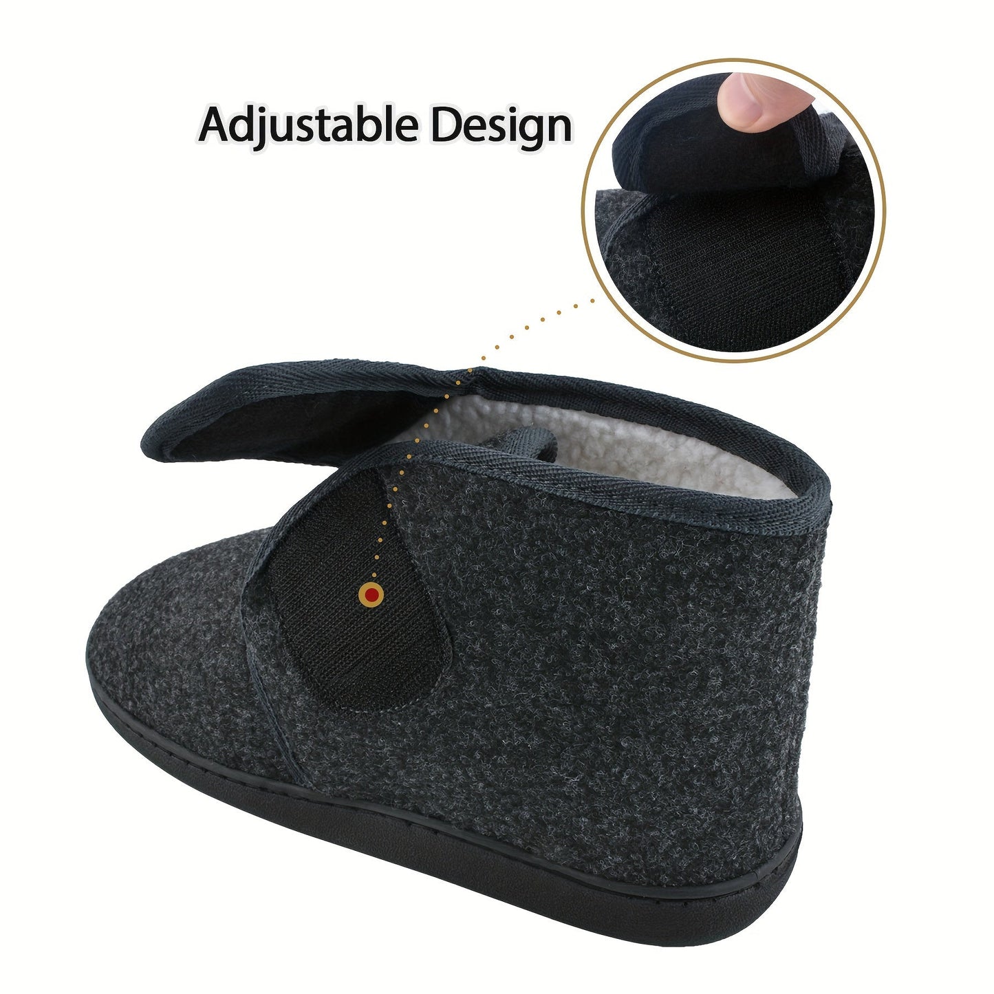 Men's Vintage Comfort Indoor Slippers with Ankle Strap and Velcro Closure