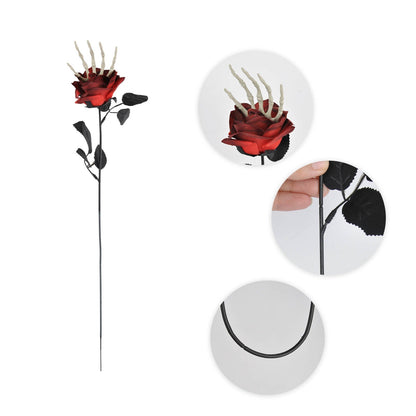 Halloween Skeleton Hand Rose Bouquet Decoration for Spooky Parties and Haunted House