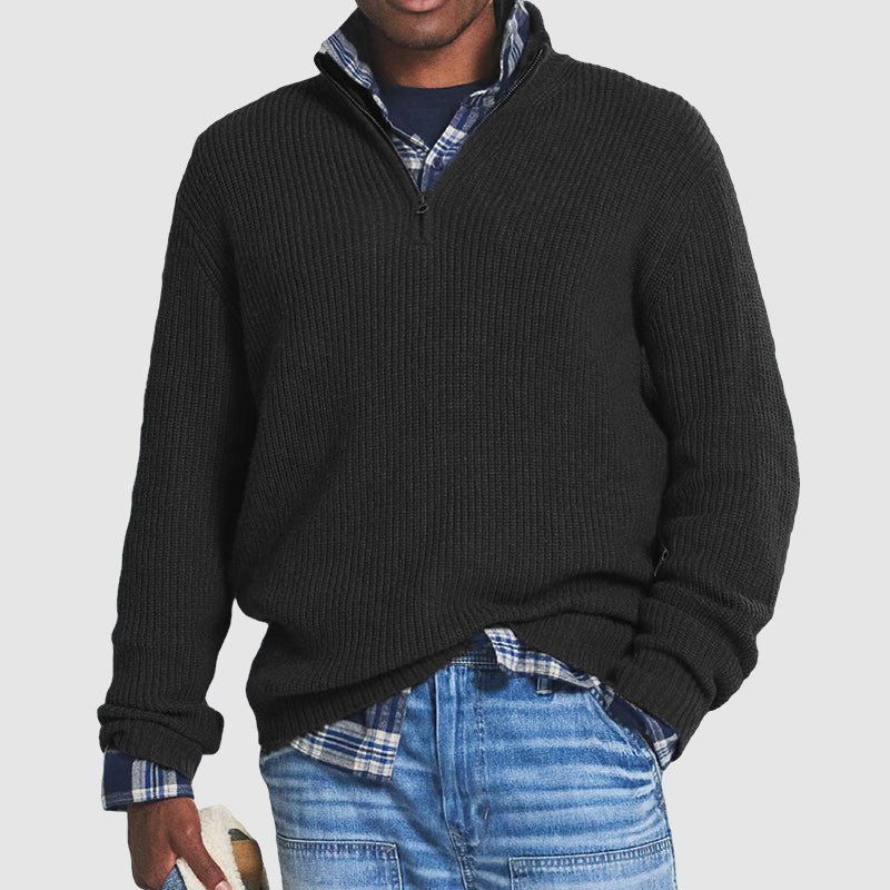 Men's Business Casual Quarter-Zip Knit Pullover Sweater – Classic Style for Office and Everyday Wear