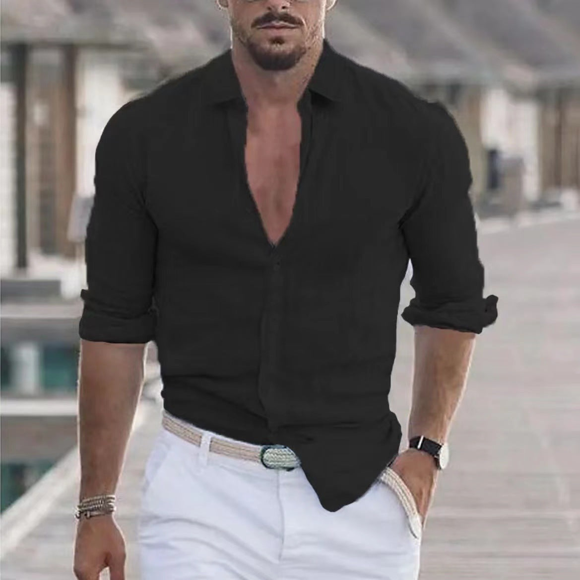 Alfred – Men's Linen Button-Up Beach Shirt