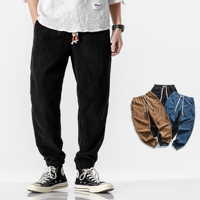 Stuart – Solid Color Distressed Men's Corduroy Harem Pants