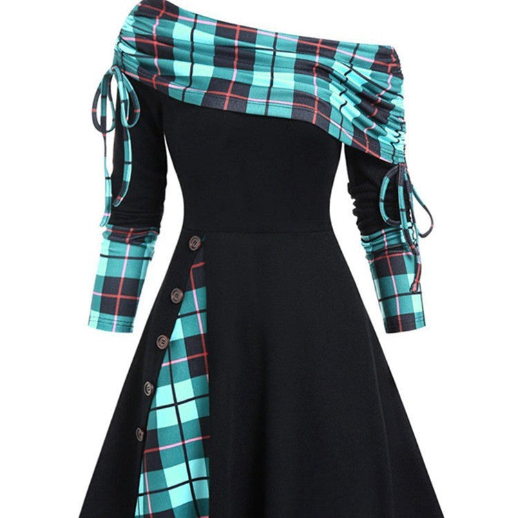 Zoe – Elegant One-Shoulder Swing Dress
