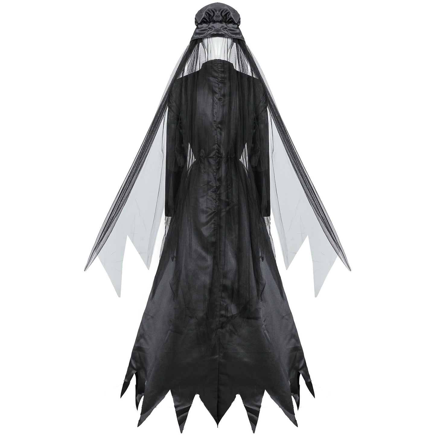 Women's Halloween Gothic Ghost Bride Costume Dress with Veil - Spooky Party Outfit
