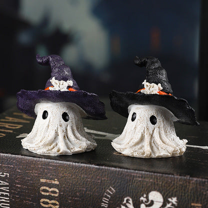 Halloween Ghost Wizard Hat Resin Figurine Decoration