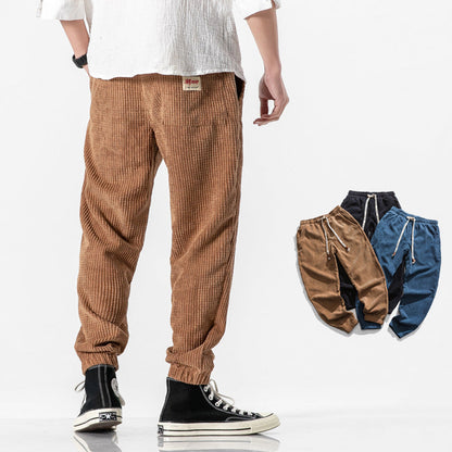 Stuart – Solid Color Distressed Men's Corduroy Harem Pants