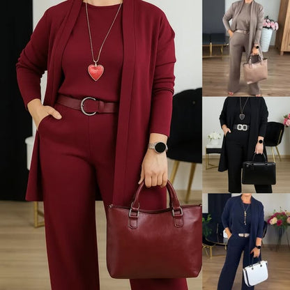 Women's Elegant 3-Piece Minimalist Suit Set for Office and Everyday Wear
