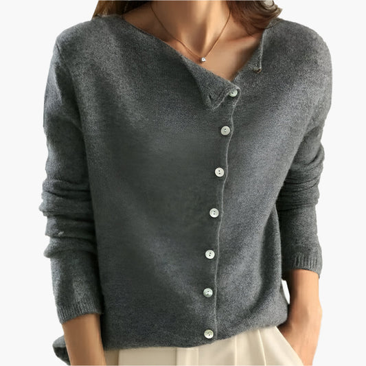 Women's Elegant Side-Buttoned Cardigan Sweater for Versatile Style