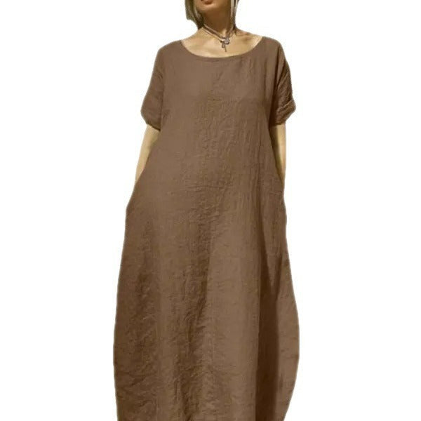 Heidi – Elegant Cotton and Linen Dress with Short Sleeves