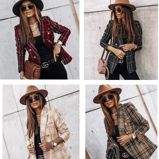 Anton – Long-Sleeved Slim-Fit Plaid Blazer