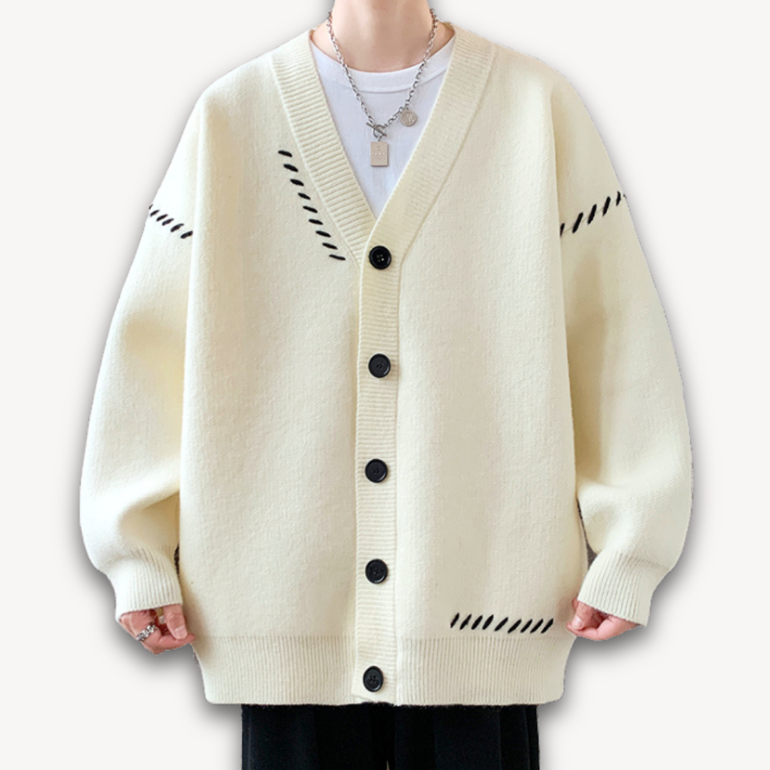 Men's Casual Button-Up Cardigan Sweater, Classic Relaxed Fit, Everyday Style