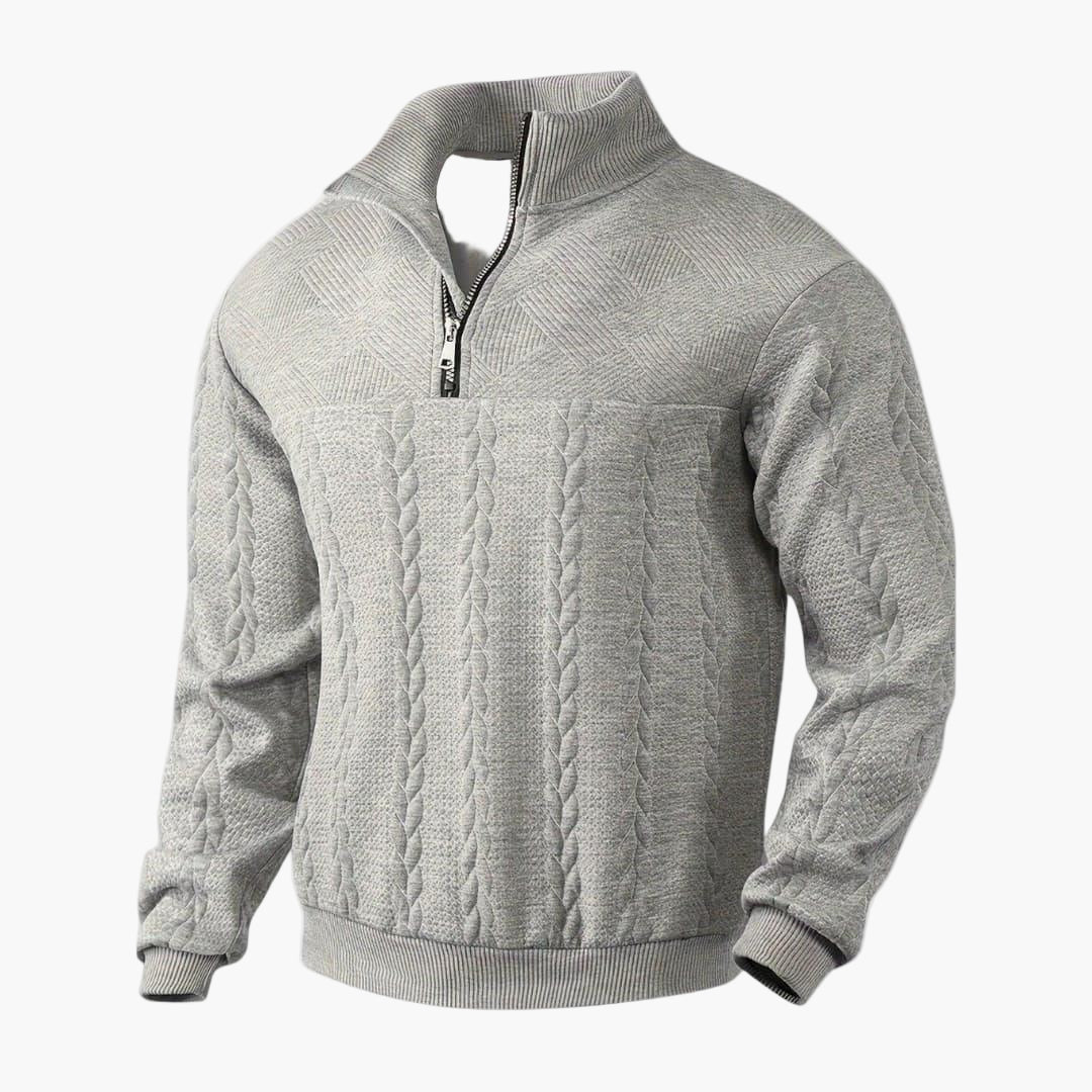 Men's Classic Half-Zip Cable Knit Pullover Sweater, Stylish and Warm for Everyday Wear