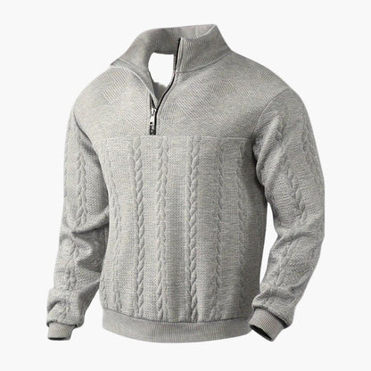 Men's Classic Half-Zip Cable Knit Pullover Sweater, Stylish and Warm for Everyday Wear