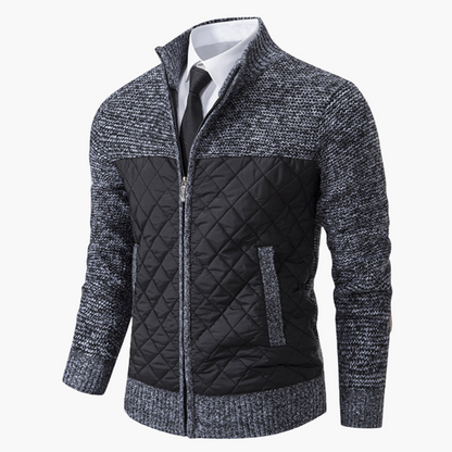 Men's Elegant Quilted Knit Bomber Jacket for Casual and Semi-Formal Wear