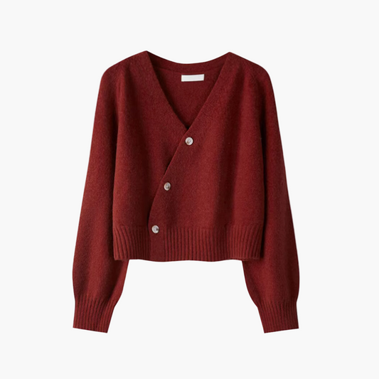 Women's V-Neck Skew Button Cardigan Modern Casual Style
