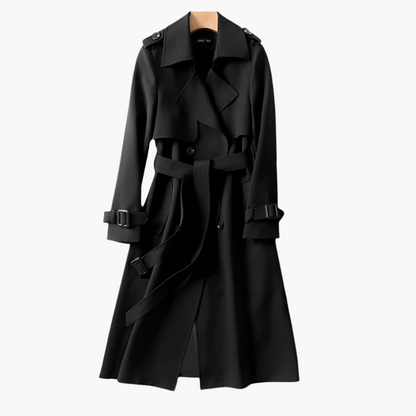 Women's Elegant Double-Breasted Long Trench Coat – Classic Style for Versatile Occasions