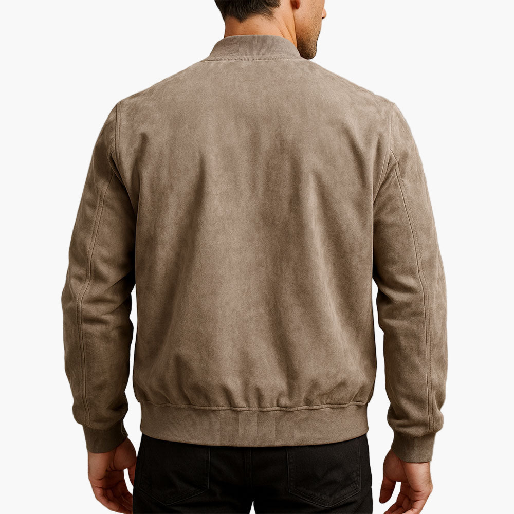 Men's Premium Suede Bomber Jacket – Timeless Elegant Style for Versatile Wear