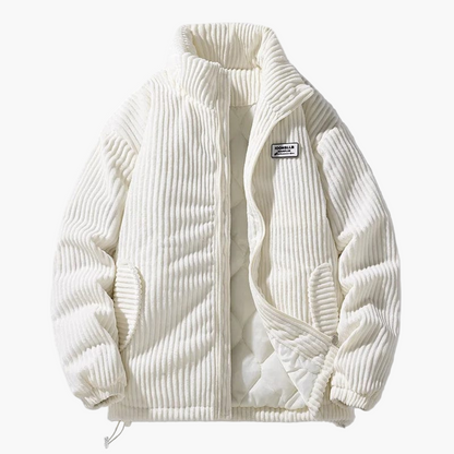 Men's Corduroy Puffer Jacket – Casual Winter Stand Collar Outerwear