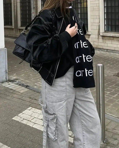 Women's Oversized Bomber Jacket – Casual Streetwear, Comfort Fit, Trendy Everyday Outerwear