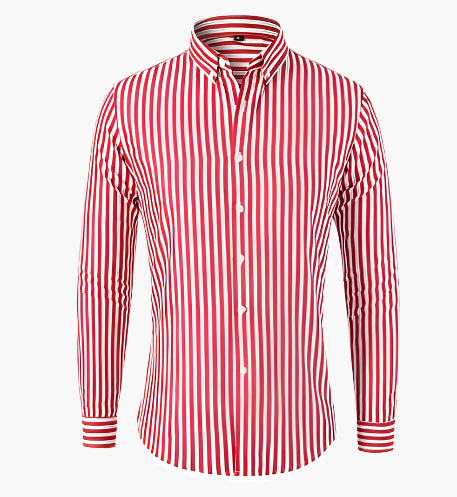 Men's Classic Striped Button-Up Dress Shirt for Business and Formal Wear