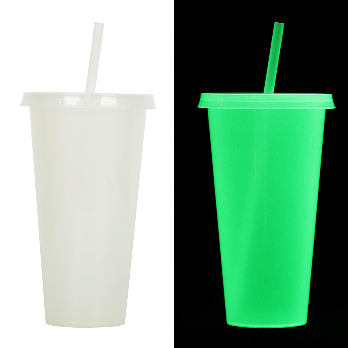 Halloween Glow-in-the-Dark Reusable Tumbler Cup with Straw – Spooky Party Drinkware