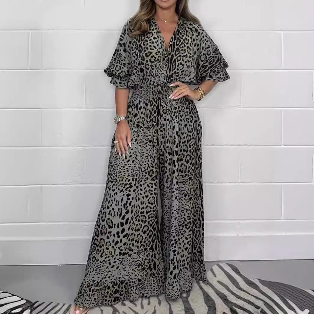 Catherine – Women's Casual Leopard Print Jumpsuit