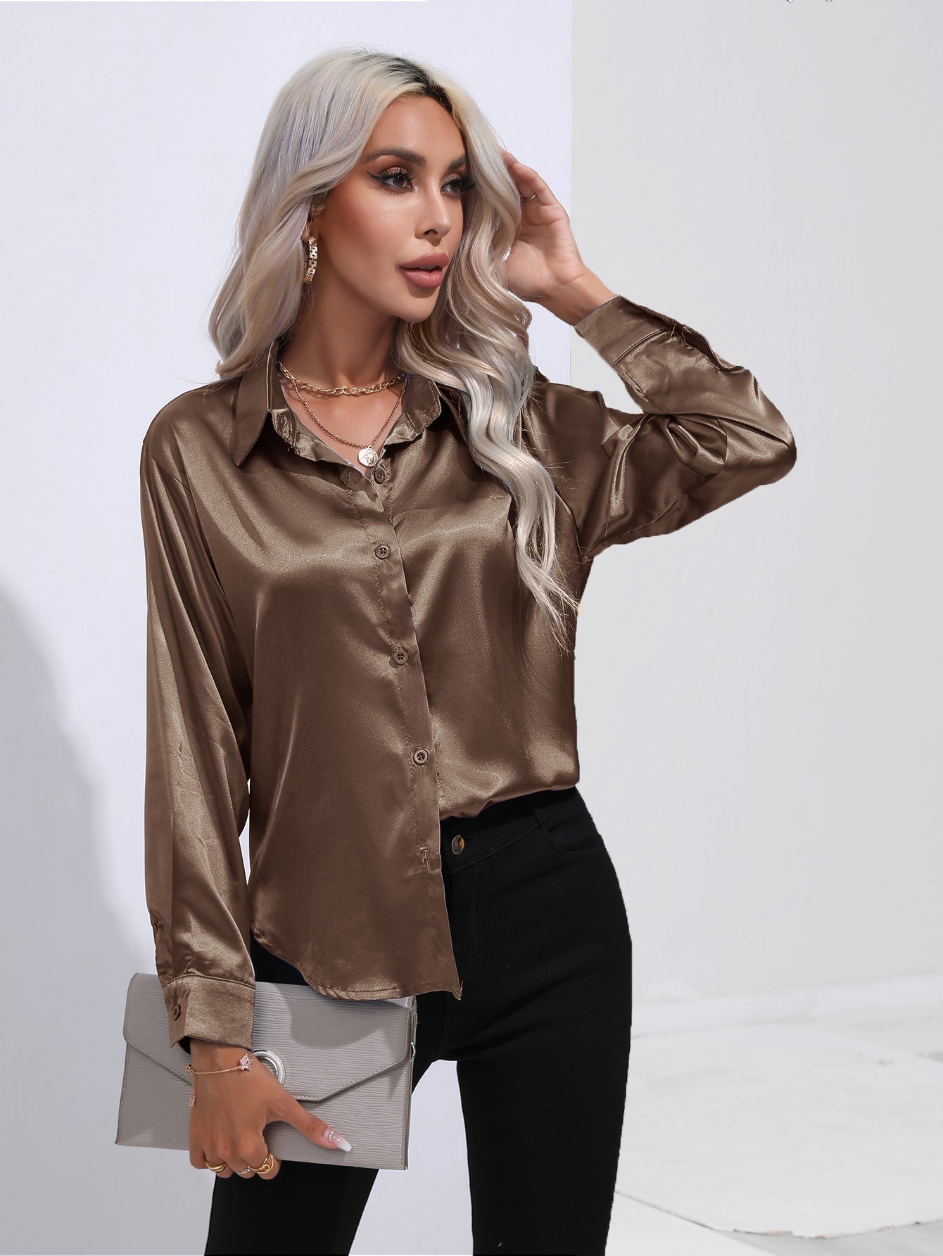 Harriet – Elegant Women's Satin Shirt