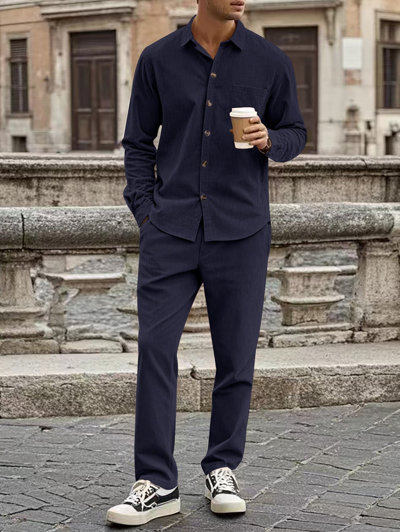 Kirk – Casual Sports Cardigan Trousers Set