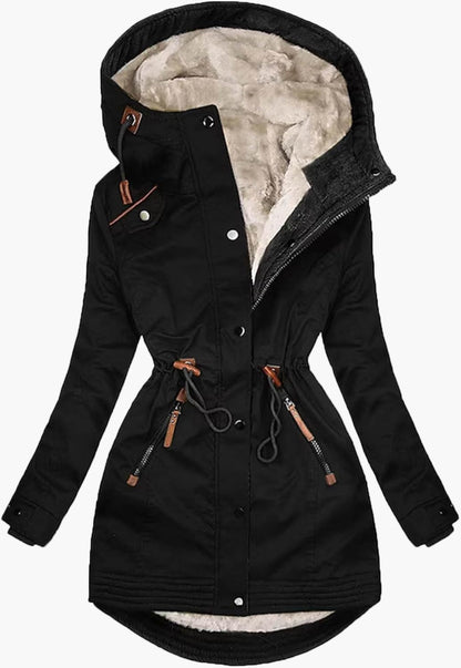 Women's Winter Parka Jacket with Faux Fur Hood – Warm Fleece Lined Outdoor Coat