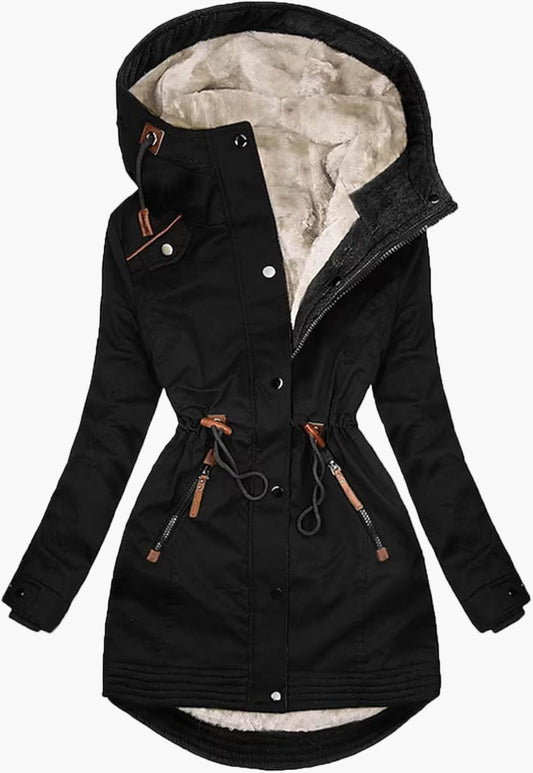 Women's Winter Parka Jacket with Faux Fur Hood – Warm Fleece Lined Outdoor Coat