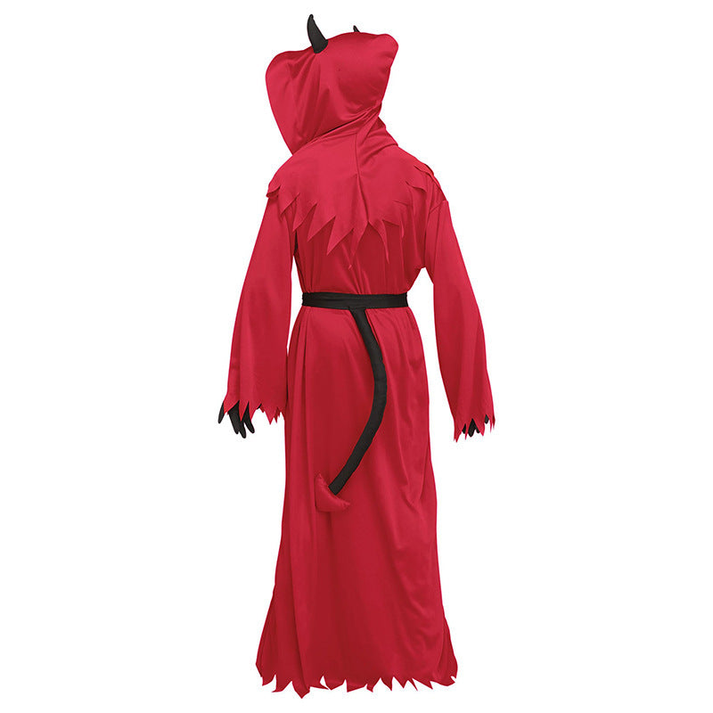 Kids' Halloween Devil Costume Robe with Hood and Light-Up Eyes