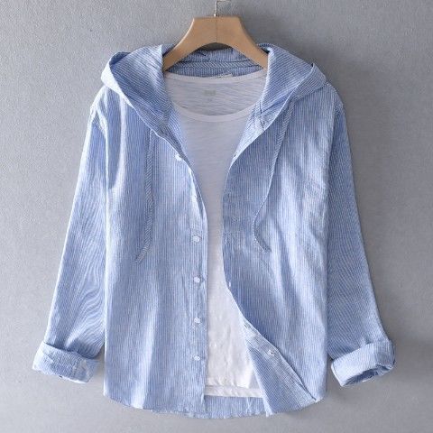Amy – Hooded Long Sleeve Casual Linen Shirt
