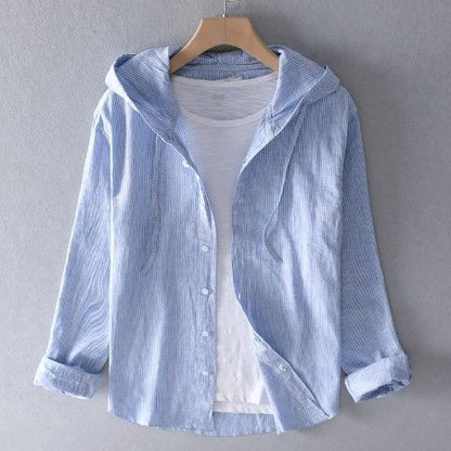 Amy – Hooded Long Sleeve Casual Linen Shirt