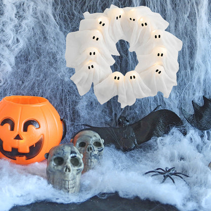 Halloween Ghost Wreath Light-Up Spooky Decoration for Parties and Home
