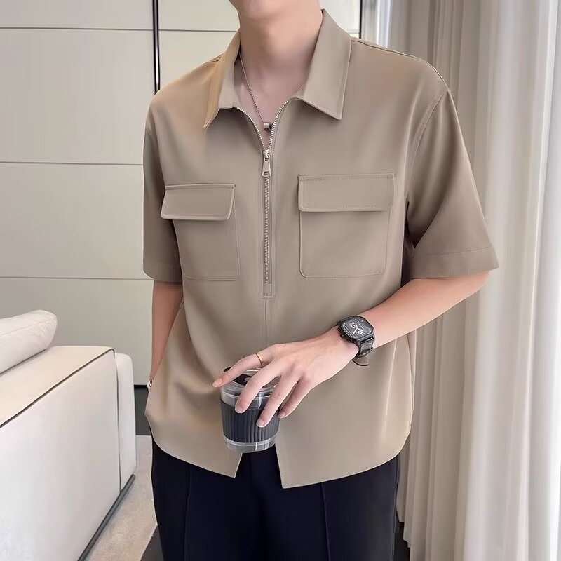 Terence – Short Sleeve Workwear Shirt with Half Zipper