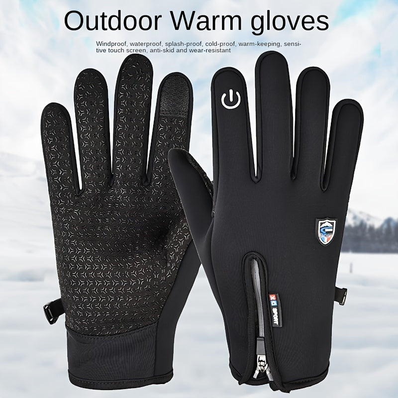 Men's and Women's Winter Outdoor Sports Gloves Windproof Waterproof Thermal Fleece Lined